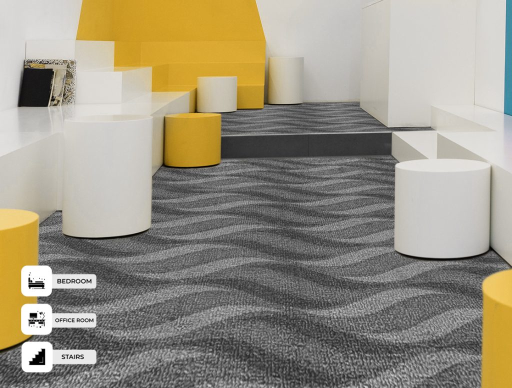 Wave Carpets displayed in an interior setting, showcasing their design and texture